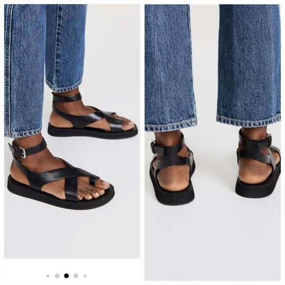 Madewell The Natasha Flatform Sandal 7 Black - Picture 1 of 12